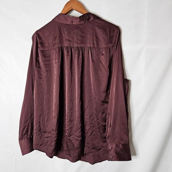 Torrid Satin Burgundy Button Front Blouse sz‎ 1x - Picture 5 of 5